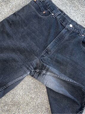 Vintage Y2K Levis 550 LL-609 Black Denim Shorts Wide Leg Mens Size 38x10 12”open